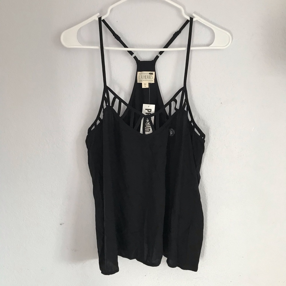 L.A. Hearts L black caged tank